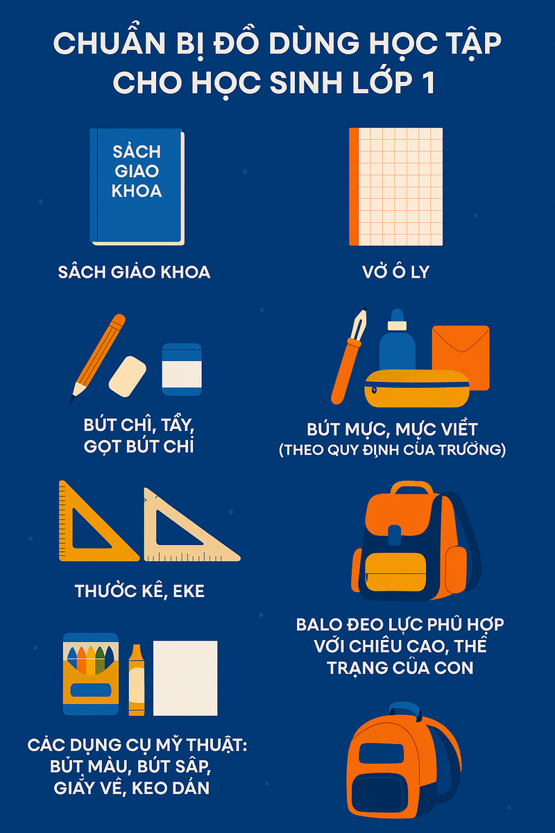 Đồ dùng cần thiết cho học sinh lớp 1