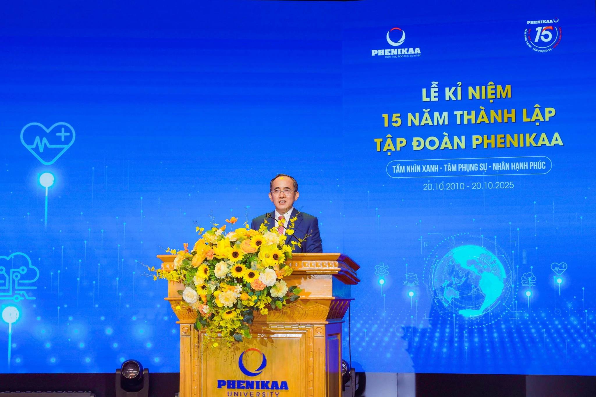 PGS.TS Hồ Xuân Năng – Chủ tịch HĐQT Tập đoàn Phenikaa phát biểu tại Lễ Kỷ niệm 15 năm thành lập Tập đoàn.